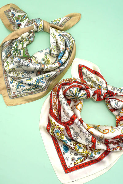 VINTAGE FLORAL PRINT SILKY FEEL BANDANA SCARF | 40SC674
