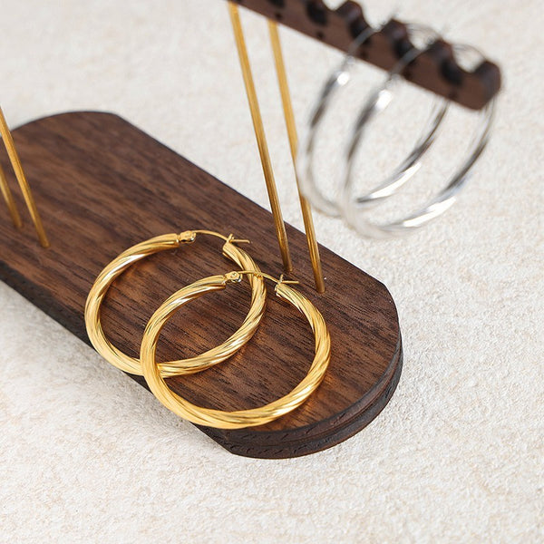 18K Stainless Steel Tarnish Free Waterproof Hoop | 40E390