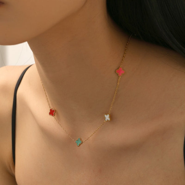 18K STAINLESS STEEL TARNISH FREE CLOVER NECKLACE | 40NK9535