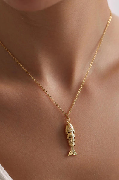 18K STAINLESS STEEL TARNISH FREE FISH NECKLACE | 40NK9536