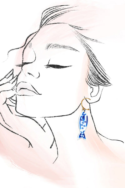 18K STAINLESS STEEL TARNISH FREE FISH EARRINGS | 40E393