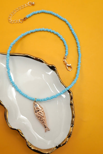 18K STAINLESS STEEL TARNISH FREE FISH NECKLACE | 40NK9537