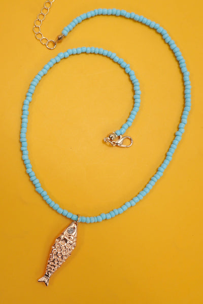 18K STAINLESS STEEL TARNISH FREE FISH NECKLACE | 40NK9537