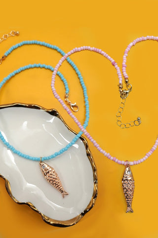 18K STAINLESS STEEL TARNISH FREE FISH NECKLACE | 40NK9537