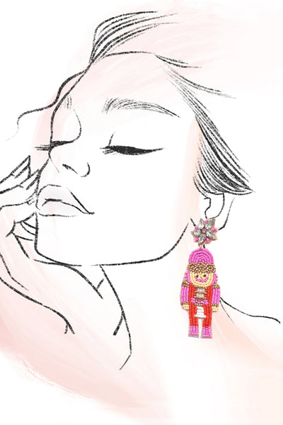 CHRISTMAS HOLIDAY NUTCRACKER BEADED EARRINGS | 91E2570