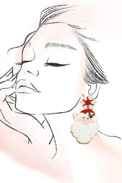 CHRISTMAS HOLIDAY SANTA CLAUSE BEADED EARRINGS | 91E2582