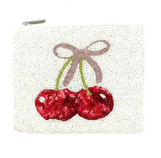 CHRISTMAS HOLIDAY CHERRY BEADED COIN PURSE | 91P1334