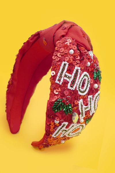 HO HO HO CHRISTMAS HOLIDAY SEED BEAD HEADBAND | 91H25703