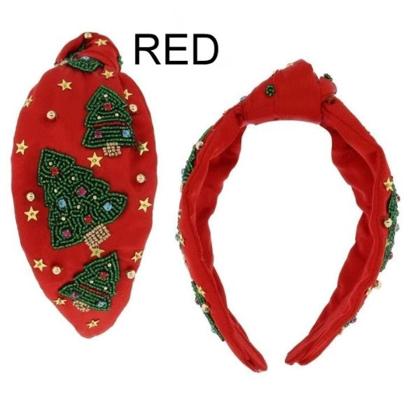 CHRISTMAS TREE HOLIDAY SEED BEAD HEADBAND | 91H25720