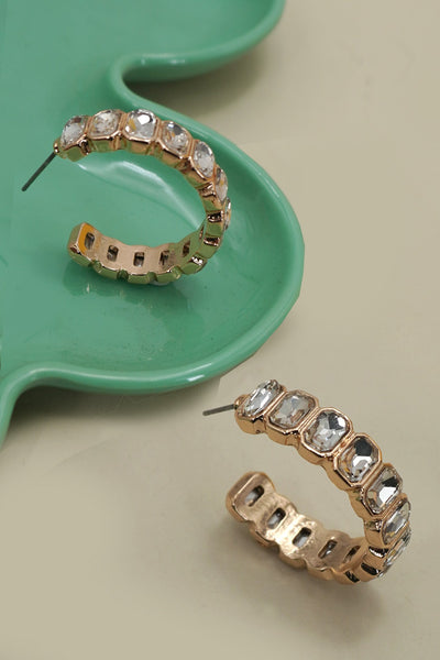 CLASSIC RHINESTONE HOOP EARRINGS | 80E61009