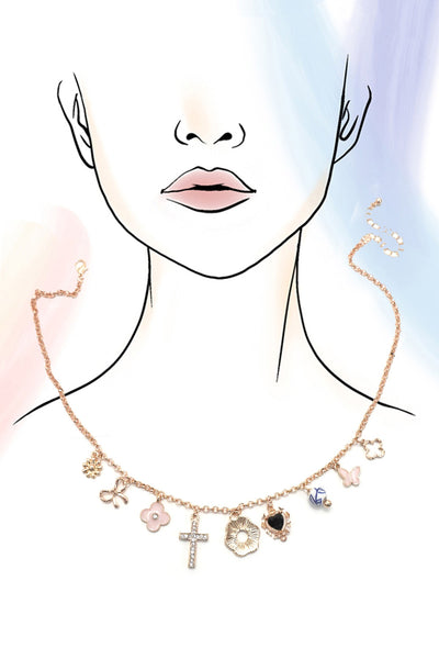 CHARM NECKLACE-BOW FLOWER PORCELAIN CLOVER | 80N92032