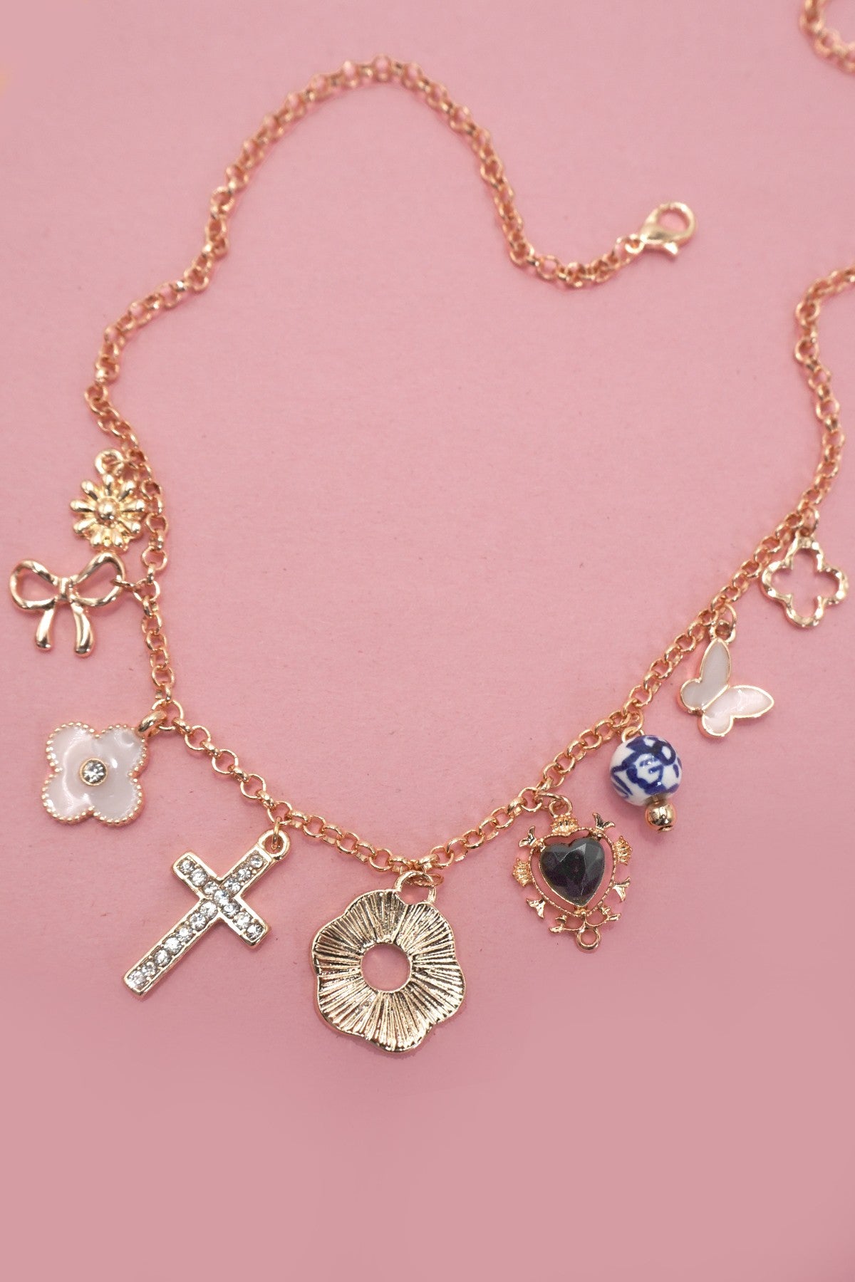 CHARM NECKLACE-BOW FLOWER PORCELAIN CLOVER | 80N92032