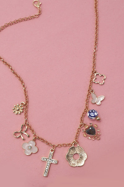 CHARM NECKLACE-BOW FLOWER PORCELAIN CLOVER | 80N92032