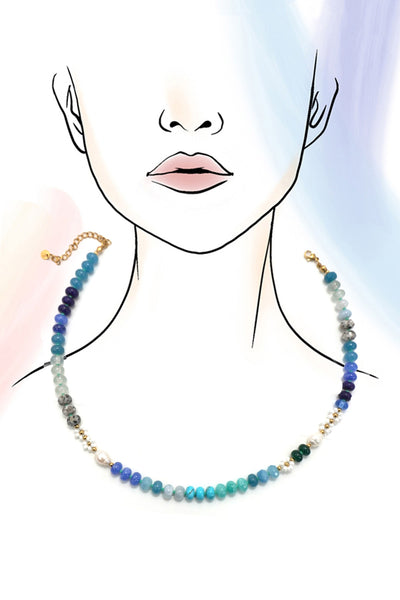 NATURAL STONE AGATE GLASS STAINLESS STEEL NECKLACE| 80N92044