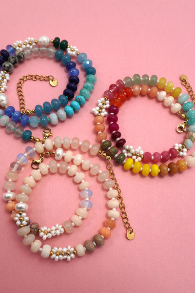 NATURAL STONE AGATE GLASS STAINLESS STEEL NECKLACE| 80N92044