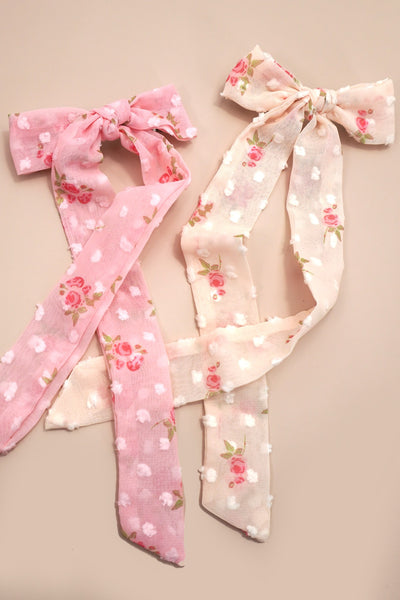 PRETTY FLORAL BOW RIBBON HAIR CLIPS | 40H977