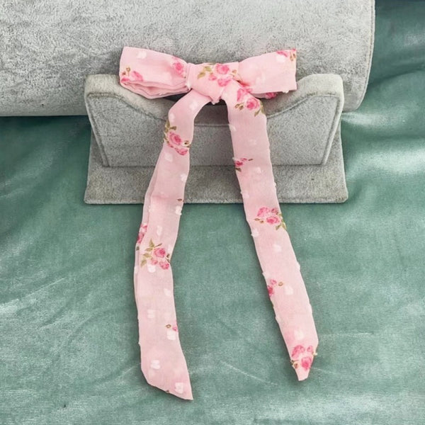 PRETTY FLORAL BOW RIBBON HAIR CLIPS | 40H977