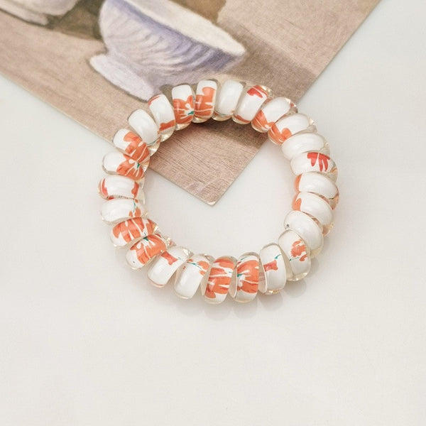 MIX  FLOWER FLORAL SET OF 5  COIL HAIR TIES | 40S739