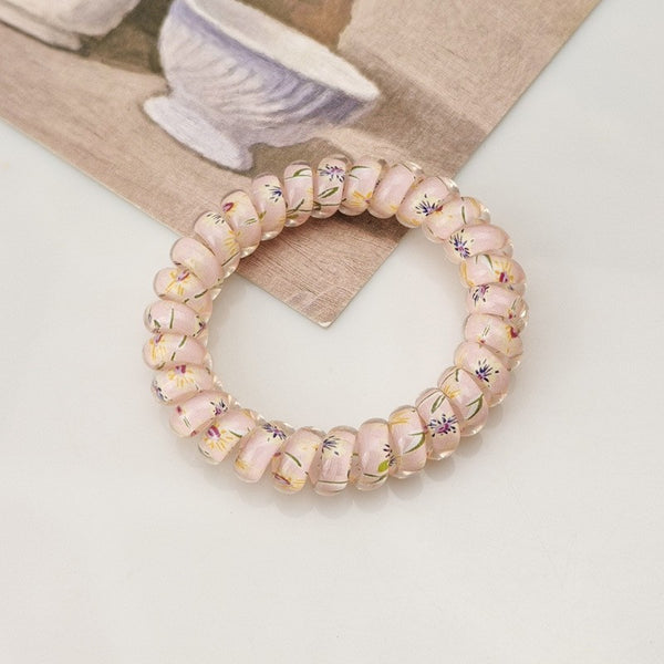 MIX  FLOWER FLORAL SET OF 5  COIL HAIR TIES | 40S739