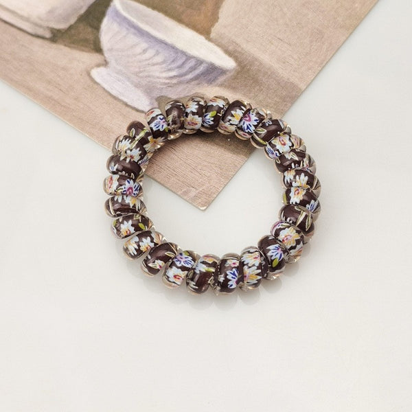 MIX  FLOWER FLORAL SET OF 5  COIL HAIR TIES | 40S739