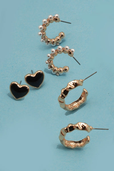 HEART MINI HUGGIE HOOP TRIO EARRINGS | 80E61033