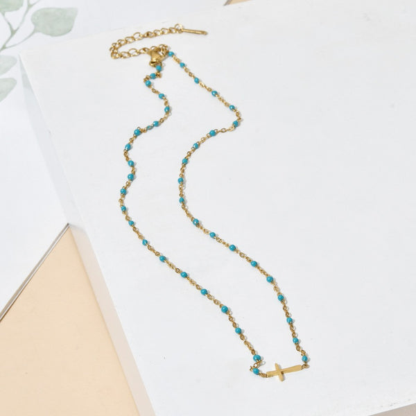 18K STAINLESS STEEL TARNISH FREE CROSS NECKLACE | 40NK9539