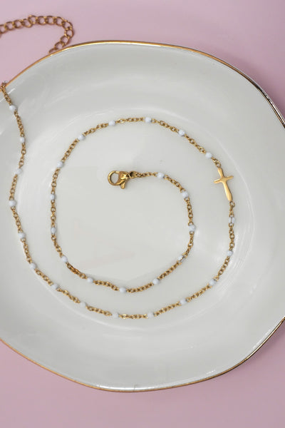 18K STAINLESS STEEL TARNISH FREE CROSS NECKLACE | 40NK9539