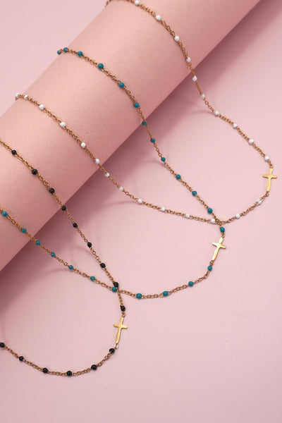 18K STAINLESS STEEL TARNISH FREE CROSS NECKLACE | 40NK9539