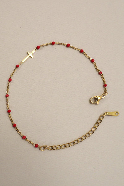 18K STAINLESS STEEL TARNISH FREE CROSS BRACELET | 40B5176