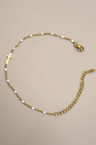 18K STAINLESS STEEL TARNISH FREE CROSS BRACELET | 40B5176