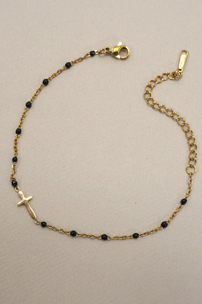 18K STAINLESS STEEL TARNISH FREE CROSS BRACELET | 40B5176