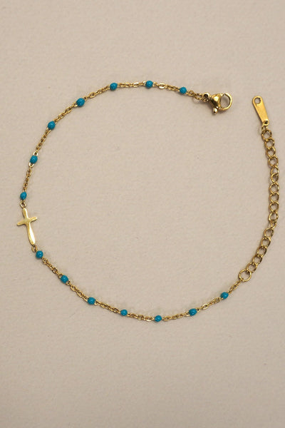 18K STAINLESS STEEL TARNISH FREE CROSS BRACELET | 40B5176