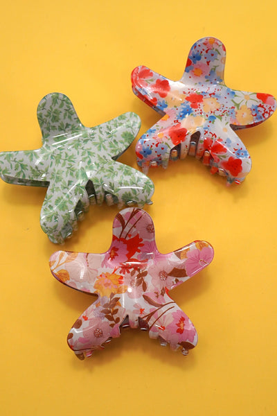 FLOWER FLORAL STARFISH HAIR CLAW CLIPS | 40H979