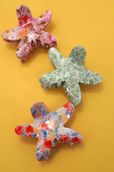 FLOWER FLORAL STARFISH HAIR CLAW CLIPS | 40H979