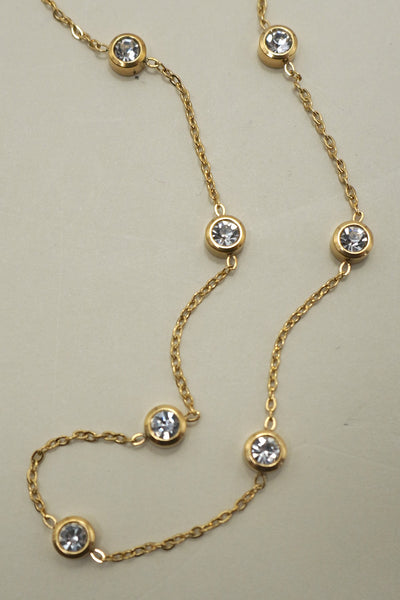 18K STAINLESS STEEL TARNISH FREE RHINESTONE NECK | 40NK9543