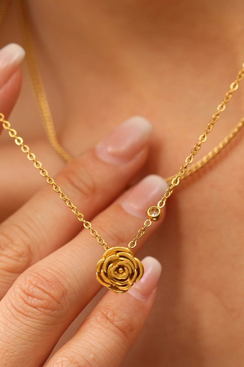 18K STAINLESS STEEL TARNISH FREE FLOWER NECKLACE | 40NK9545