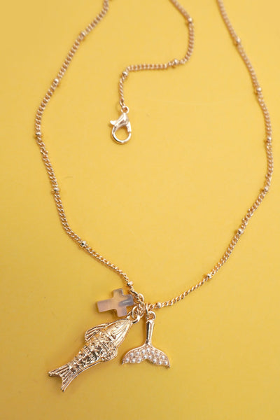 SEA LIFE GOLDFISH CLUSTER CHARM NECKLACE | 80N92123