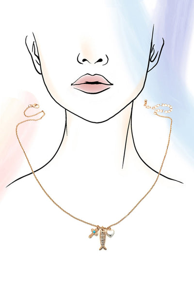 SEA LIFE GOLDFISH CLUSTER CHARM NECKLACE | 80N92118