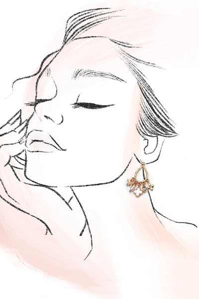 MULTI CHARM CLOVER TEARDROP EARRINGS | 80E61133