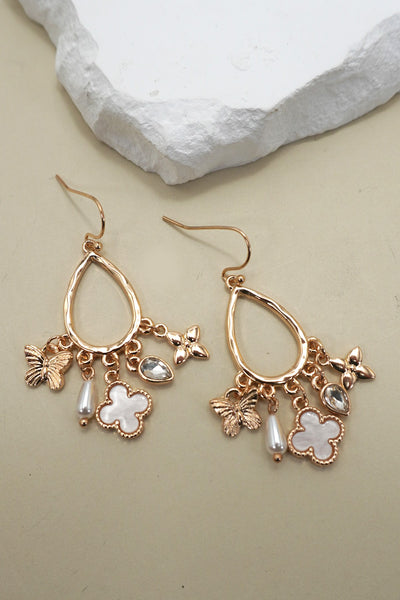 MULTI CHARM CLOVER TEARDROP EARRINGS | 80E61133