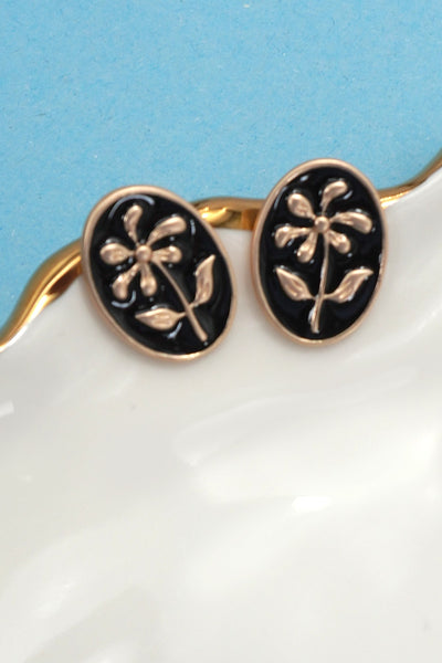 EPOXY FLOWER GOLD EDGE STUD EARRING | 80E61113
