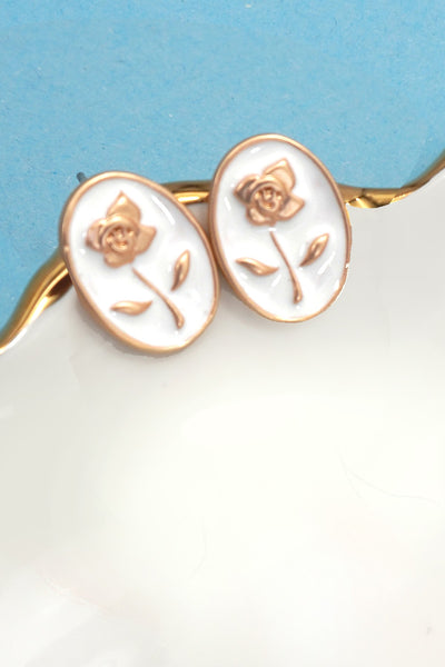 EPOXY FLOWER GOLD EDGE STUD EARRING | 80E61113