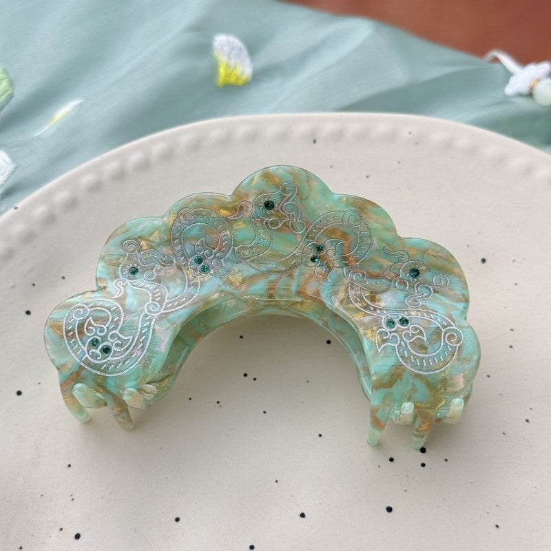 LARGE VINTAGE STYLE HALF MOON HAIR CLAW CLIPS | 40H984