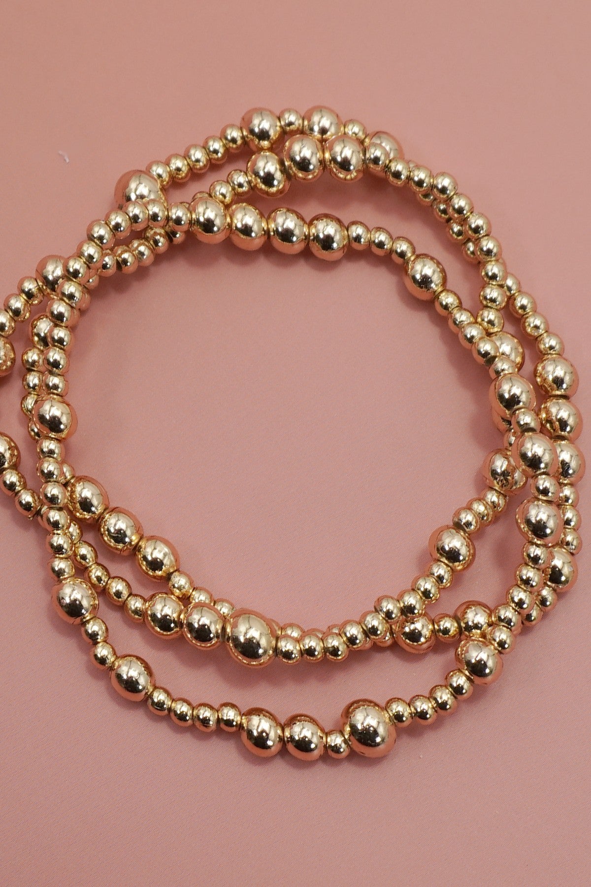 MULTI LAYER GOLD BALL CHAIN BEADED BRACELET | 40B5179