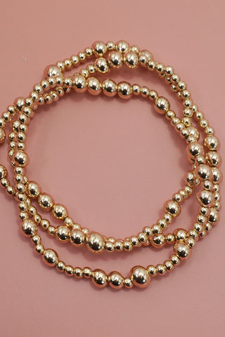 MULTI LAYER GOLD BALL CHAIN BEADED BRACELET | 40B5179