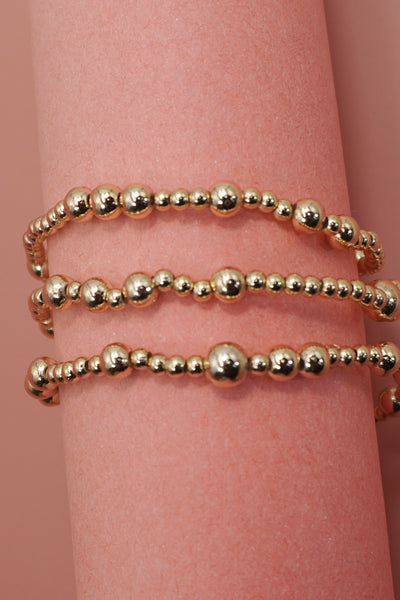 MULTI LAYER GOLD BALL CHAIN BEADED BRACELET | 40B5179
