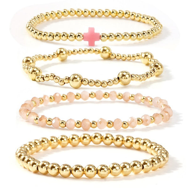 BOHO CROSS MULTI  COLORFUL BEADED STRETCH BRACELET | 40B5180