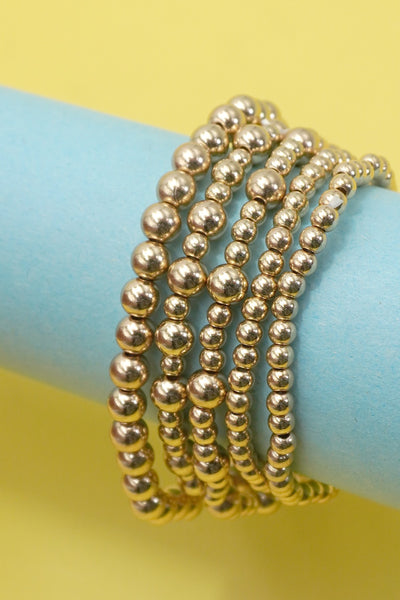 MULTI LAYER GOLD BALL CHAIN BEADED BRACELET | 40B5181