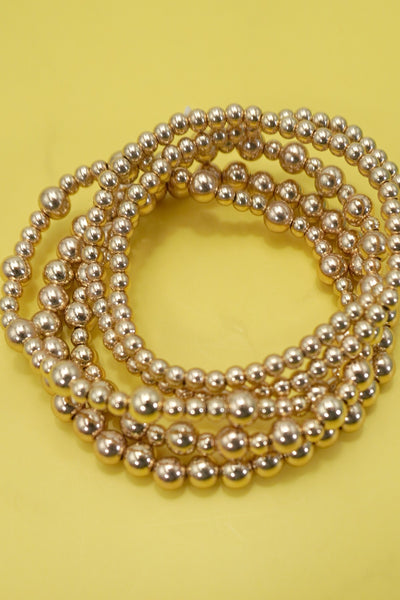 MULTI LAYER GOLD BALL CHAIN BEADED BRACELET | 40B5181