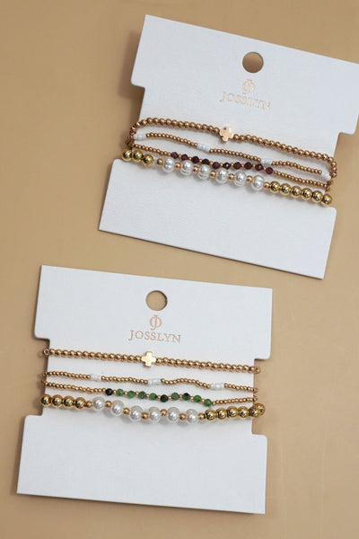 MULTI BALL PEARL CHAIN STRETCH BRACELET | 40B5183